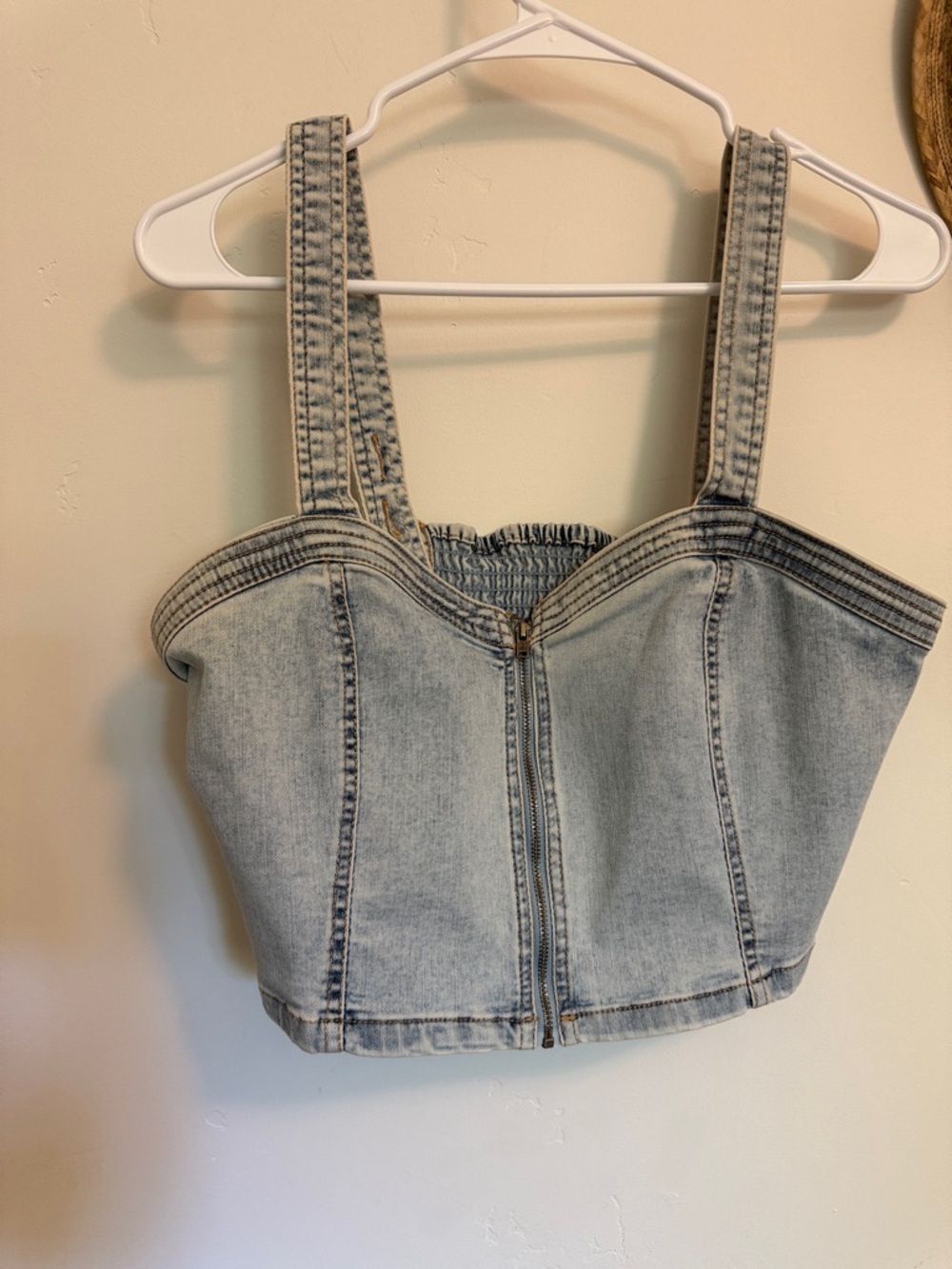 wild fable Light Blue Denim Zip-Front Crop Top